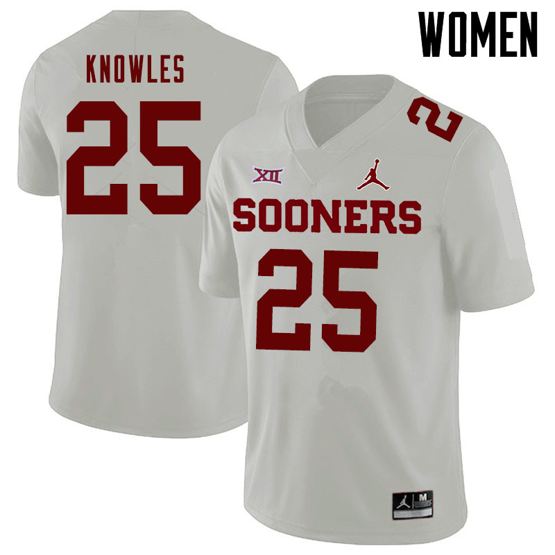 Jordan Brand Women #25 Jaden Knowles Oklahoma Sooners College Football Jerseys Sale-White - Click Image to Close
